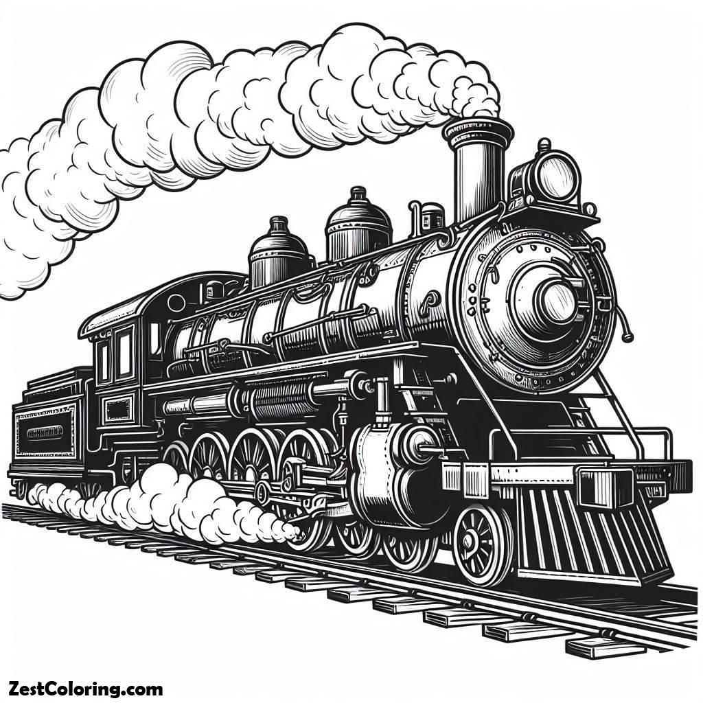 Train, Steam Train Locomotive Coloring Page: Steam Train Locomotive Coloring PageFull Size Image