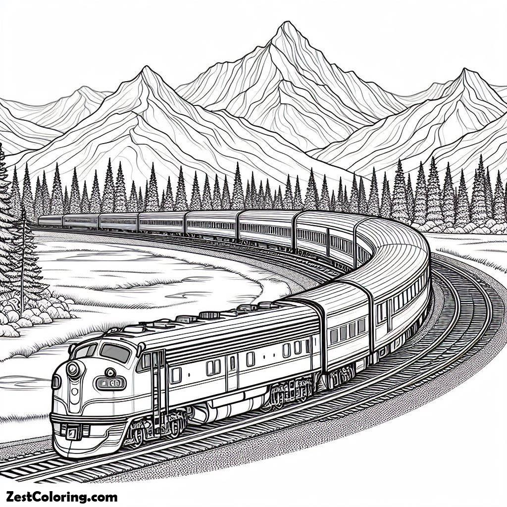 Train, Streamliner Train On A Curve Coloring Page: Streamliner Train On A Curve Coloring PageFull Size Image