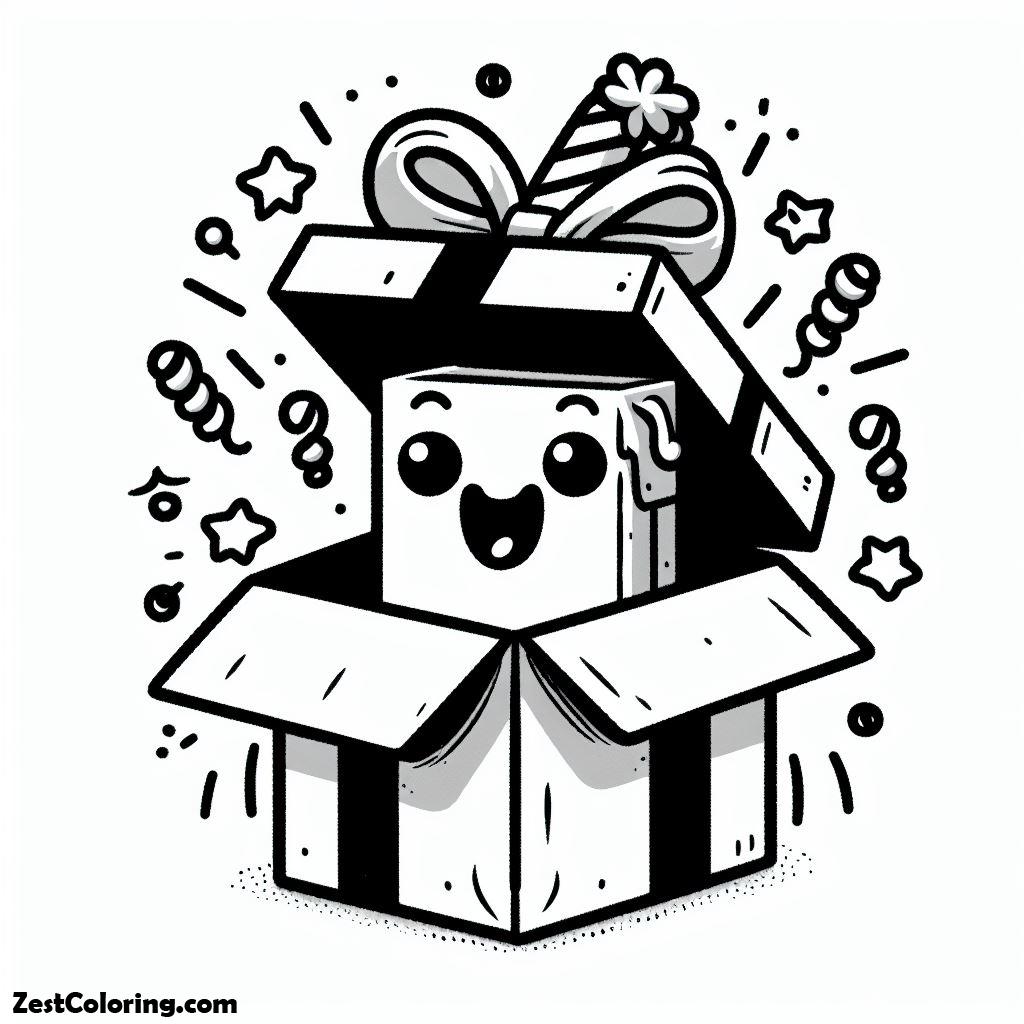 April Fools Day, Suprise In A Box On April Fool’s Day Coloring Page: Suprise In A Box On April Fool's Day Coloring PageFull Size Image