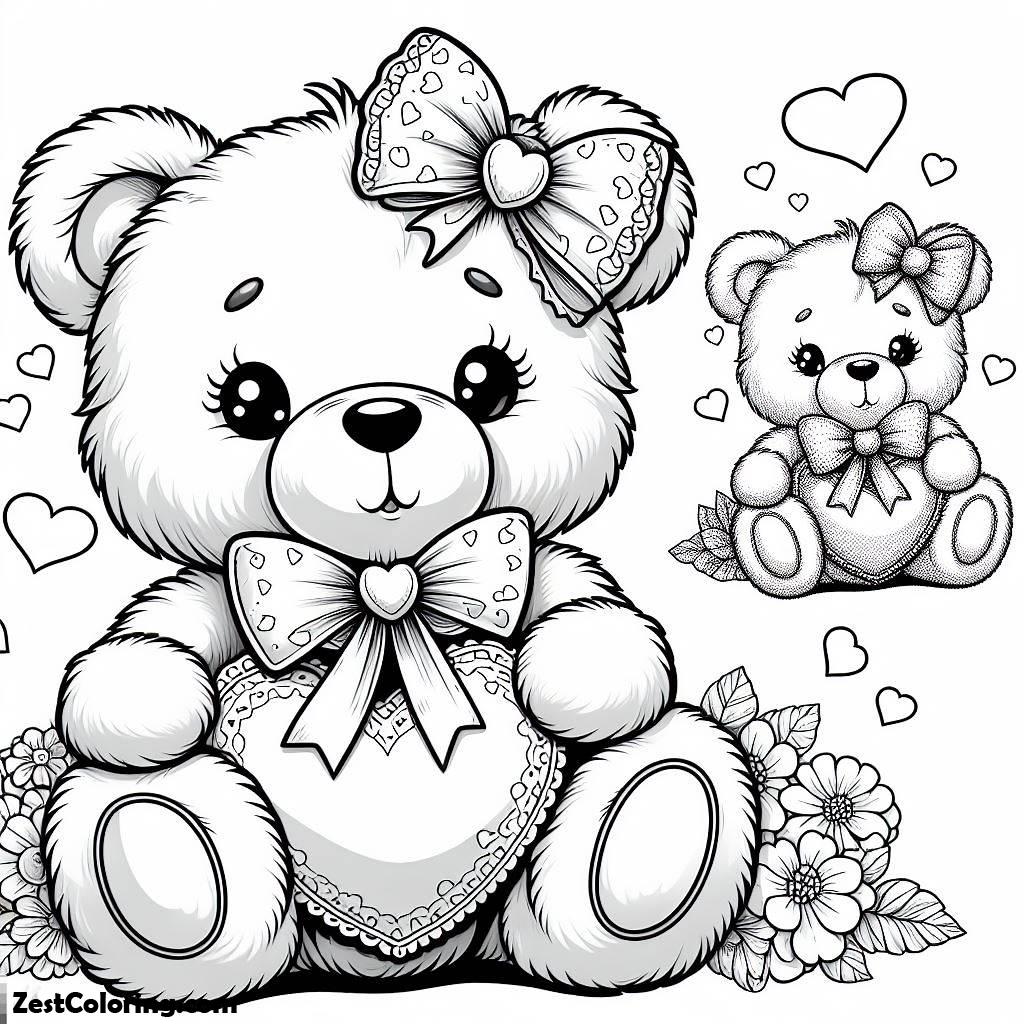 Teddy Bear, Sweet Fluffy Little Girl Bear In Teddy Bear Coloring Page: Sweet Fluffy Little Girl Bear In Teddy Bear Coloring PageFull Size Image