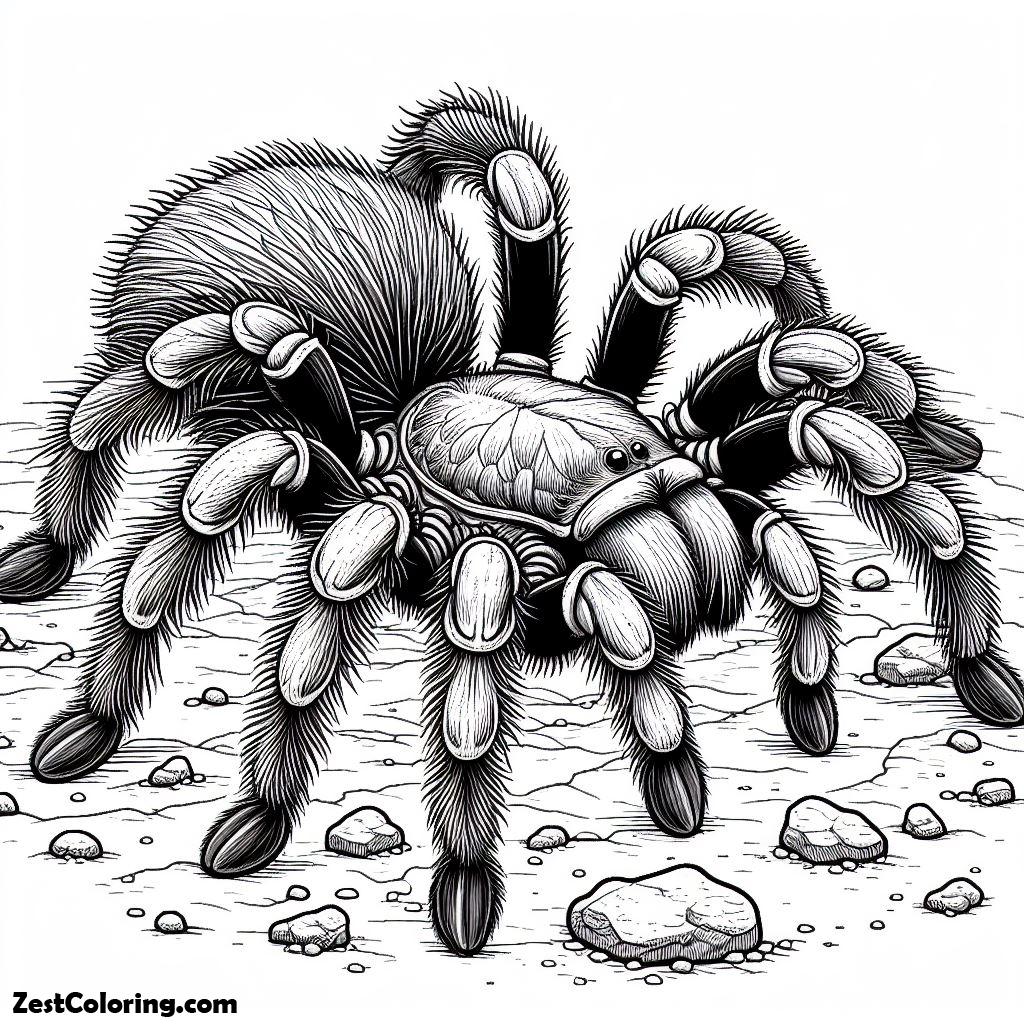 Spider, Tarantula Spider Walking On The Ground Coloring Page: Tarantula Spider Walking On The Ground Coloring PageFull Size Image