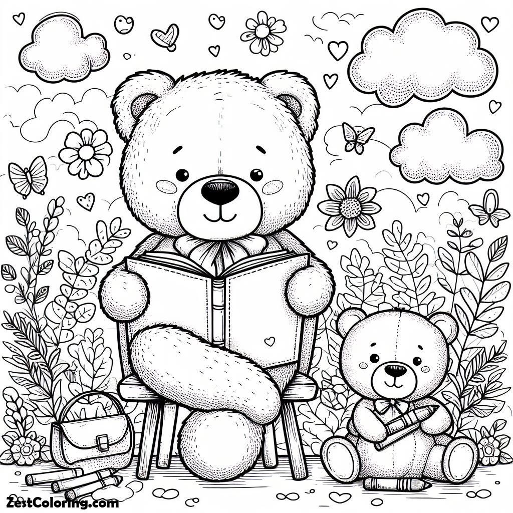 Teddy Bear, Teddy Bear And Little One Coloring Page: Teddy Bear And Little One Coloring PageFull Size Image