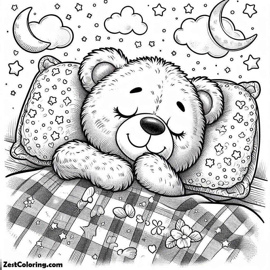 Teddy Bear Sleep Tight Coloring Page : Coloring for Kids – Smart ...