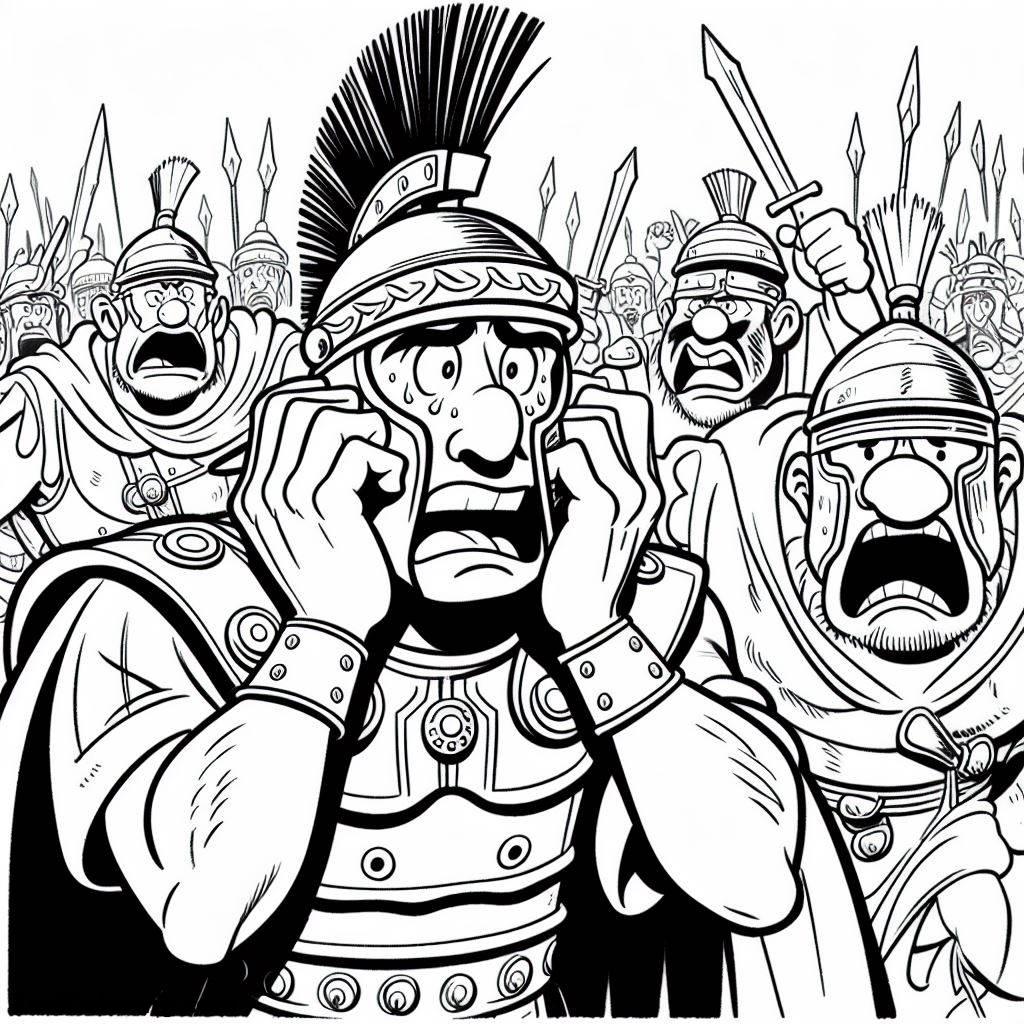 Asterix, Terrified Roman Soldier In The Adventure Of Asterix Coloring Page: Terrified Roman Soldier In The Adventure Of Asterix Coloring PageFull Size Image