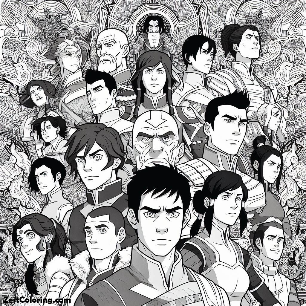 The Legend Of Kora, The Legend Of Korra Characters Coloring Page: The Legend Of Korra Characters Coloring PageFull Size Image