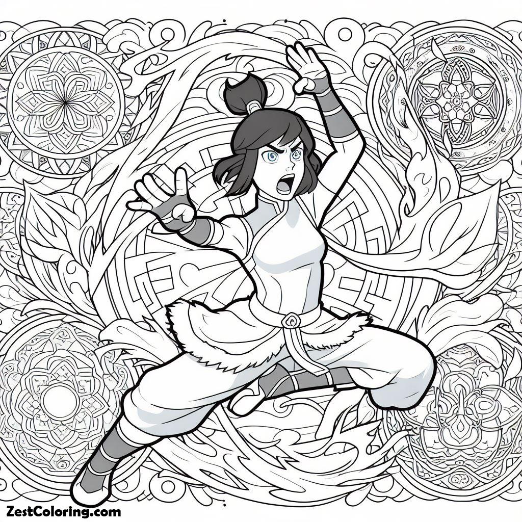 The Legend Of Kora, This Is Korra’s Fighting Style Coloring Page: This Is Korra's Fighting Style Coloring PageFull Size Image