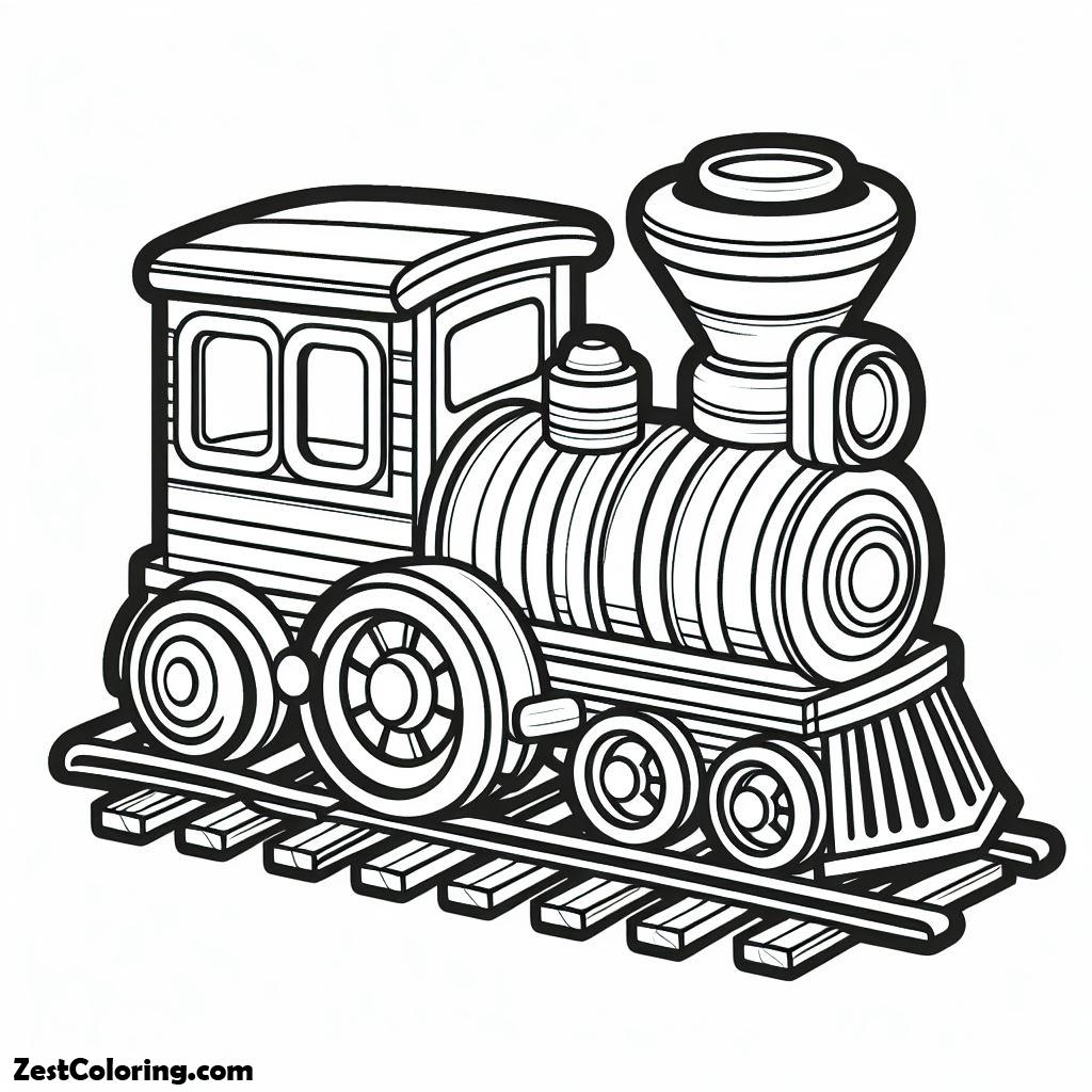 Train, Toy Train With Rail Coloring Page: Toy Train With Rail Coloring PageFull Size Image