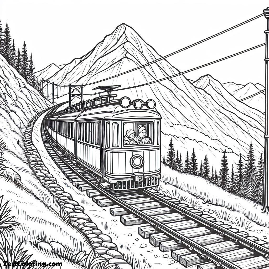 Train, Train On Downhill Tracks Coloring Page: Train On Downhill Tracks Coloring PageFull Size Image
