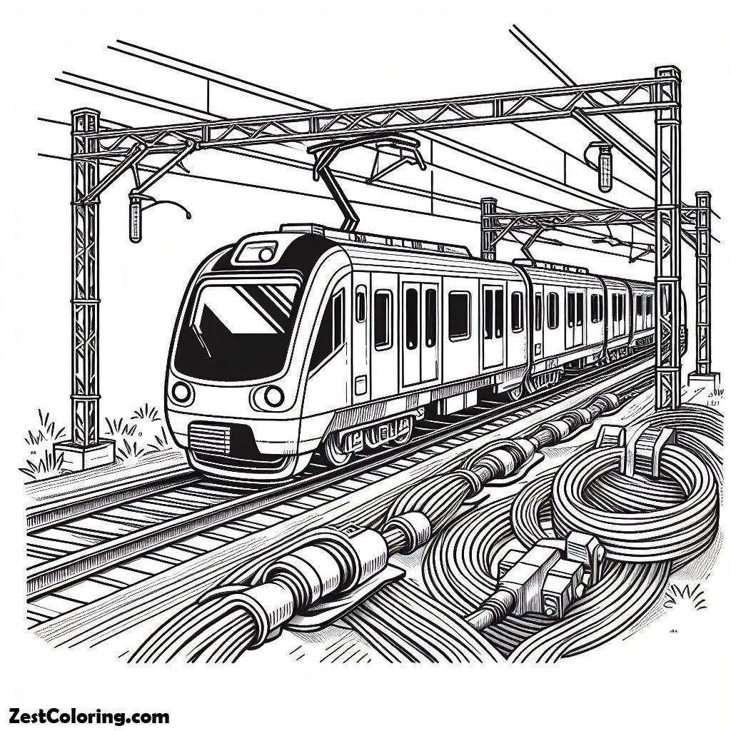 Connector Express Train Colouring In Train On Electric Cable Coloring Page : Coloring for Kids – Smart ...