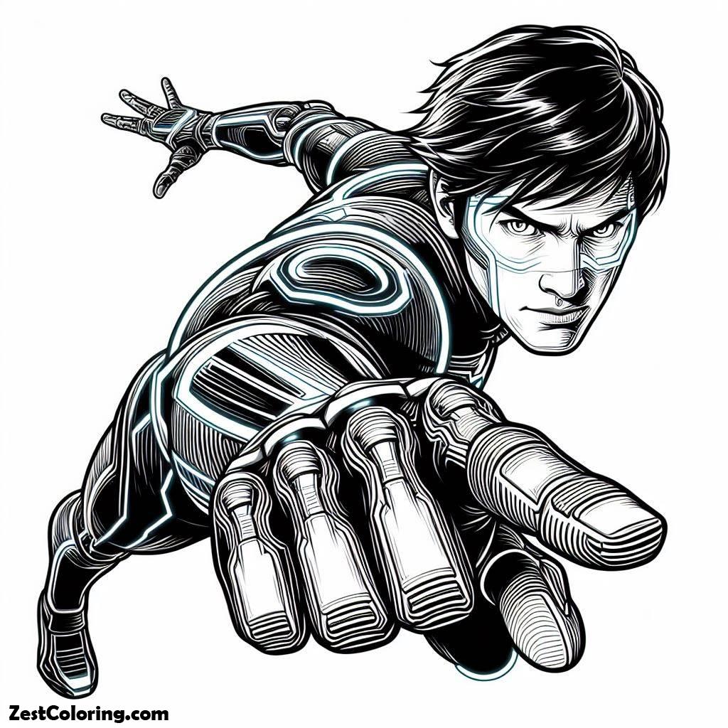 tron, Tron Legacy Sam Flynn Ready For Fighting Coloring Pages: Tron Legacy Sam Flynn Ready For Fighting Coloring PagesFull Size Image