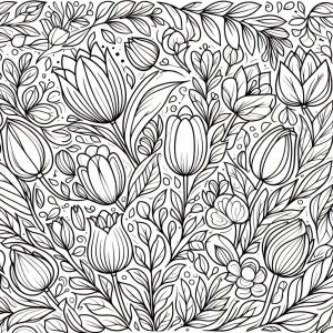 Beautiful Roses In Spring Flower Coloring Page : Coloring for Kids ...