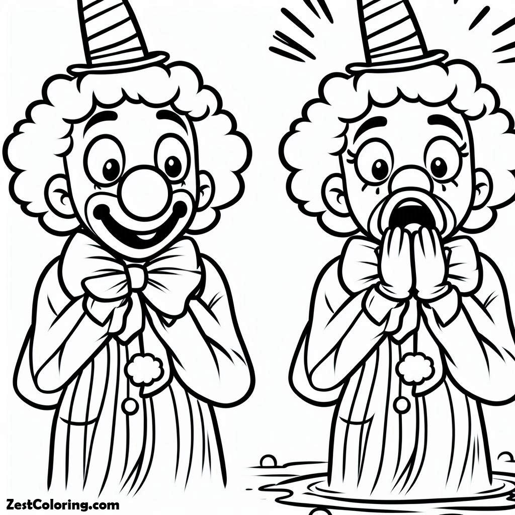 Clown, Two Clown Is So Surprise Coloring Page: Two Clown Is So Surprise Coloring PageFull Size Image