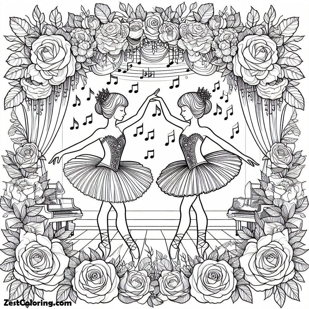 Ballerina, Two Little Ballerinas Coloring Page: Two Little Ballerinas Coloring PageFull Size Image